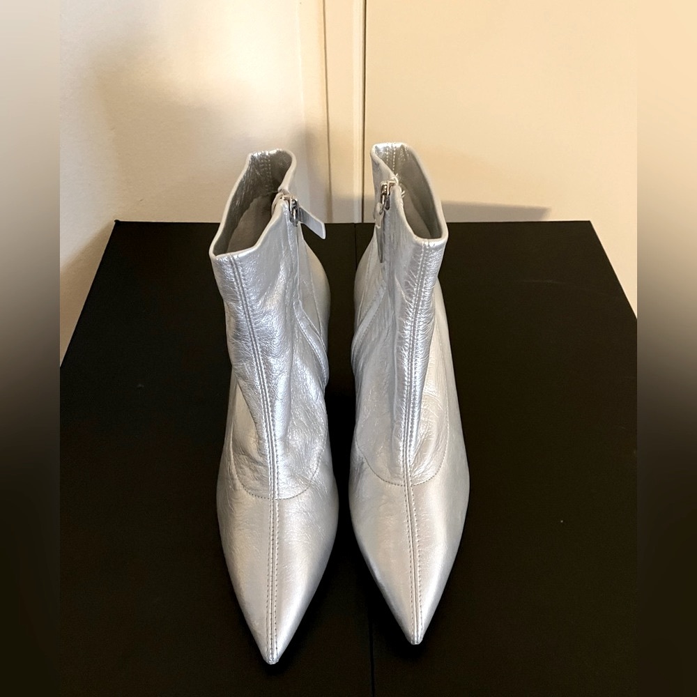 Zara Sheep Leather Ankle Boots Size 6.5 New, Metalic, Zip Up, 3 Inch Heel  - Picture 12 of 16